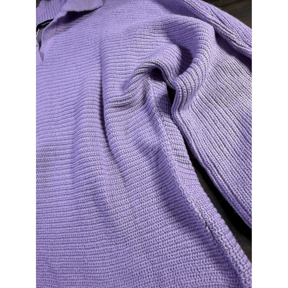 Womens Purple Collared Knit‎ Pullover Sweater Size XL